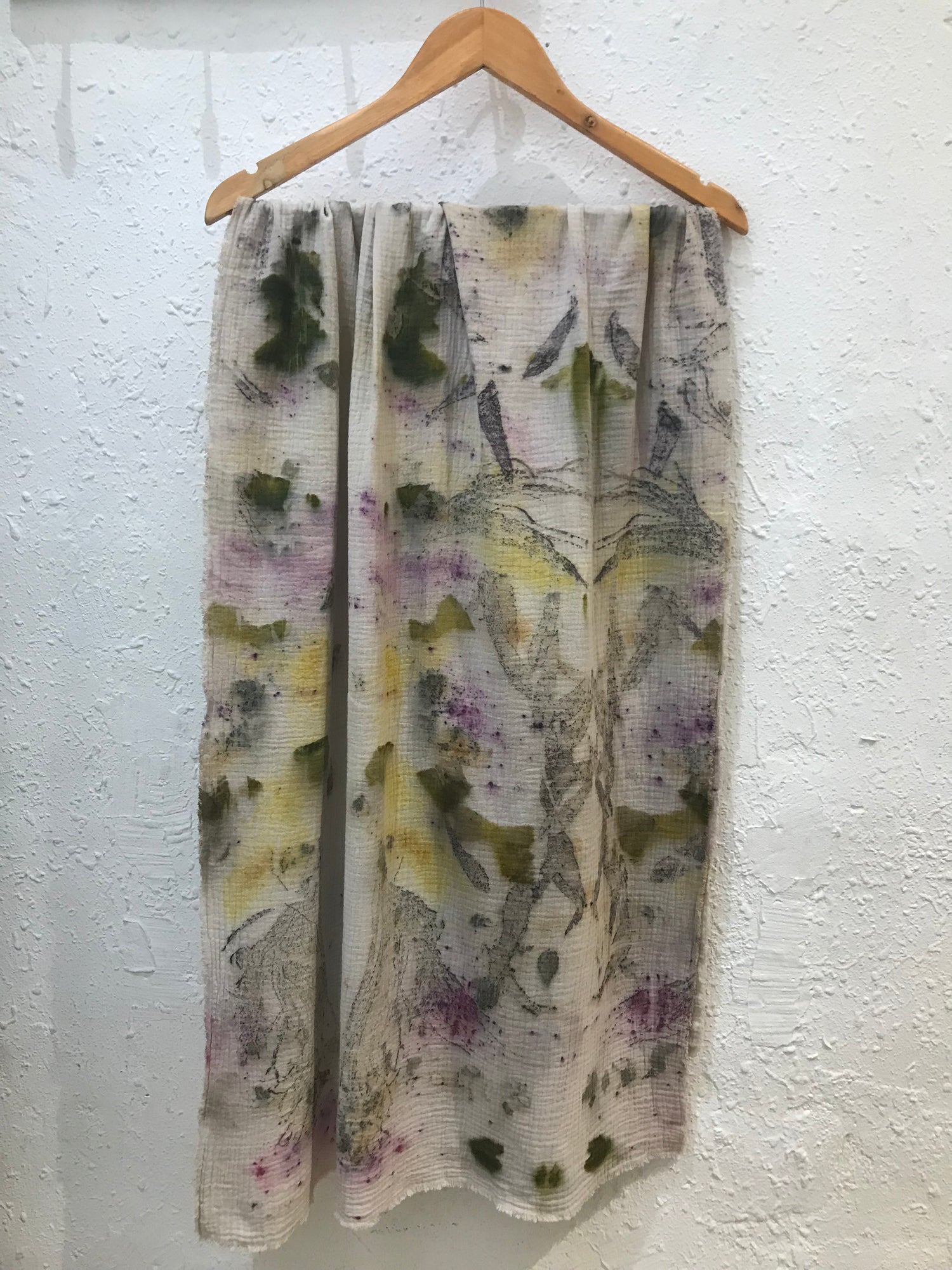 botanical print organic cotton shawl