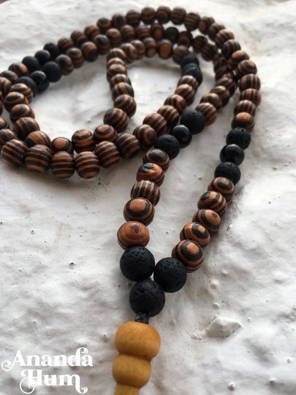 walnut volvanic onyx 108 beads mala