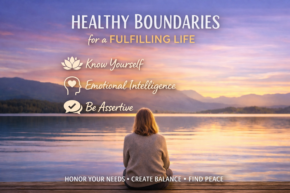 image of a mindfull place an title about setting healthy boundaries