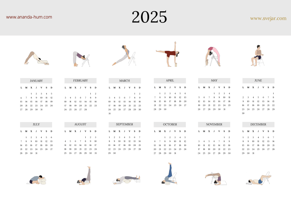 2025 Yoga Calendar - 1 Page Download