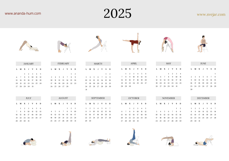 Calendrier de yoga 2025 - 1 page à télécharger