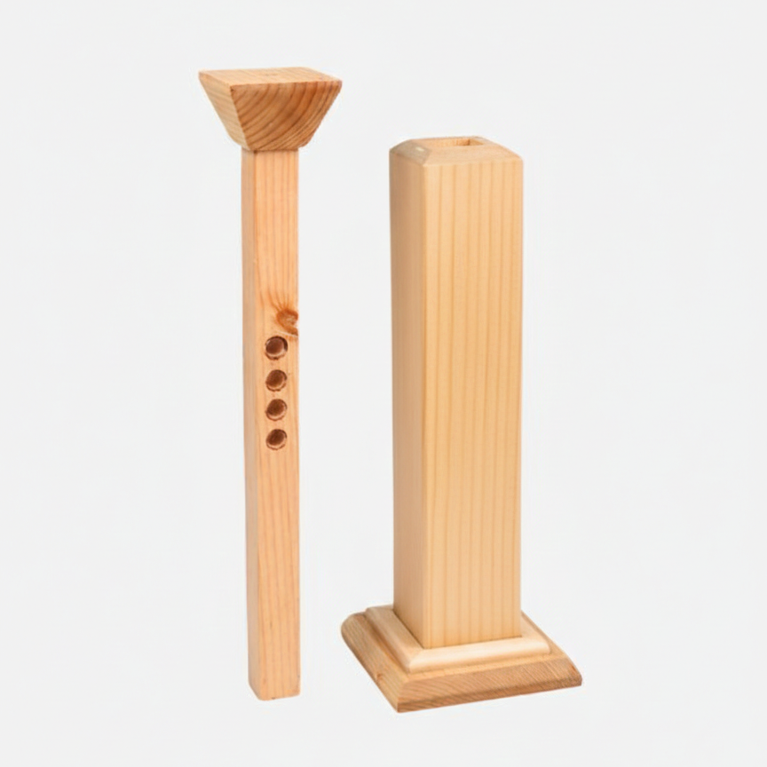 Two wooden items on a white background
