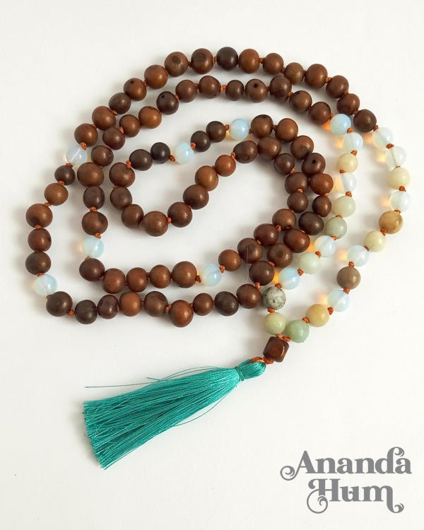 Japa Mala Açaï, Amazonite & Pierre de Lune