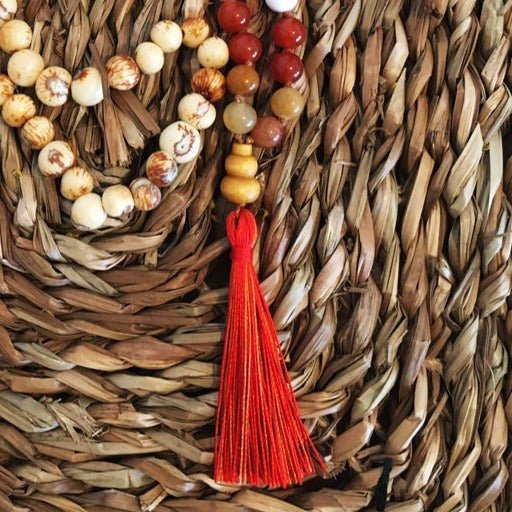 red orange japa mala