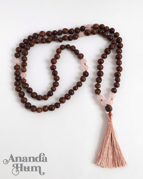 Acai and Rose Quartz Japa Mala