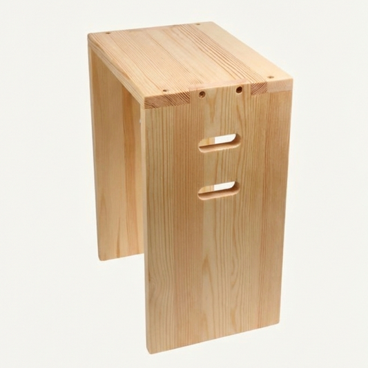 pine wood bench for yoga on white background