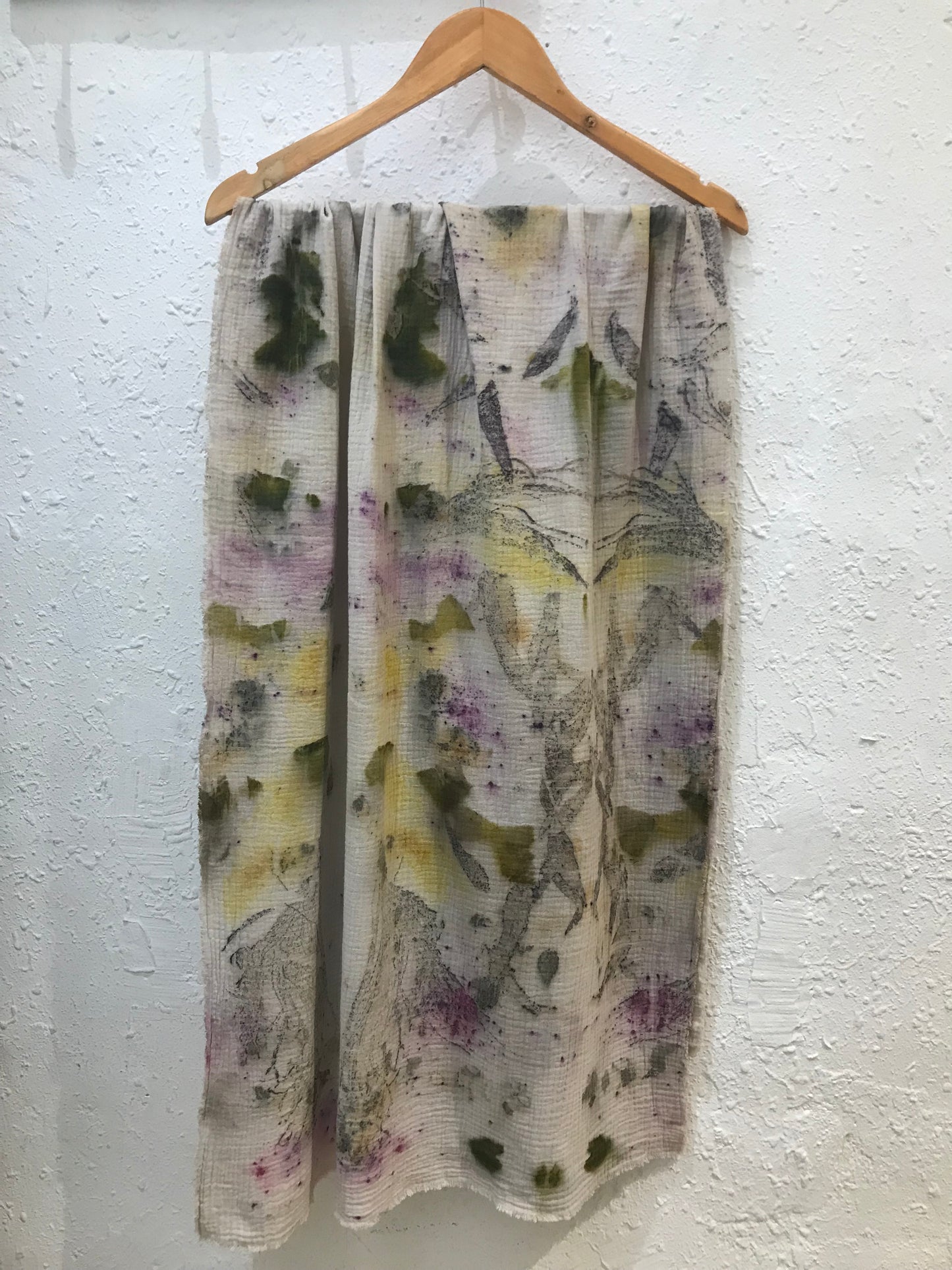 botanical print organic cotton shawl