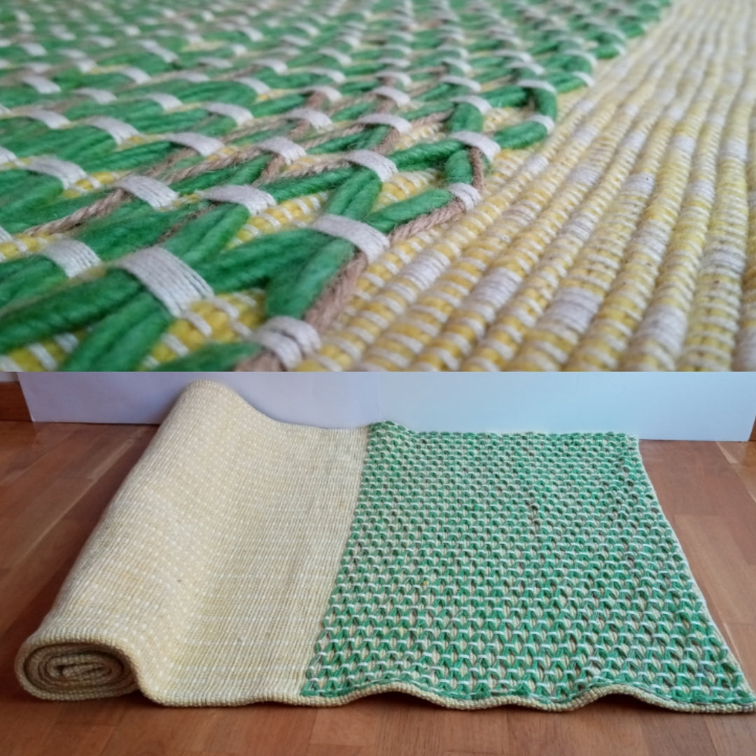 yellow green cotton yoga mat