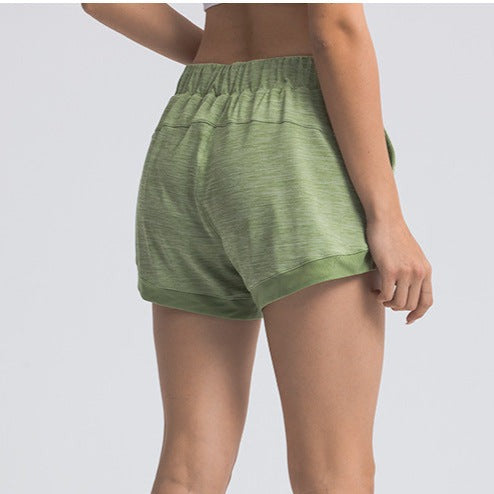 womens yoga short green pockets
