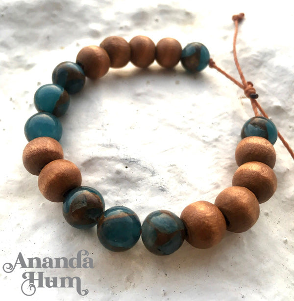 blue jasper and wood beads bracelet